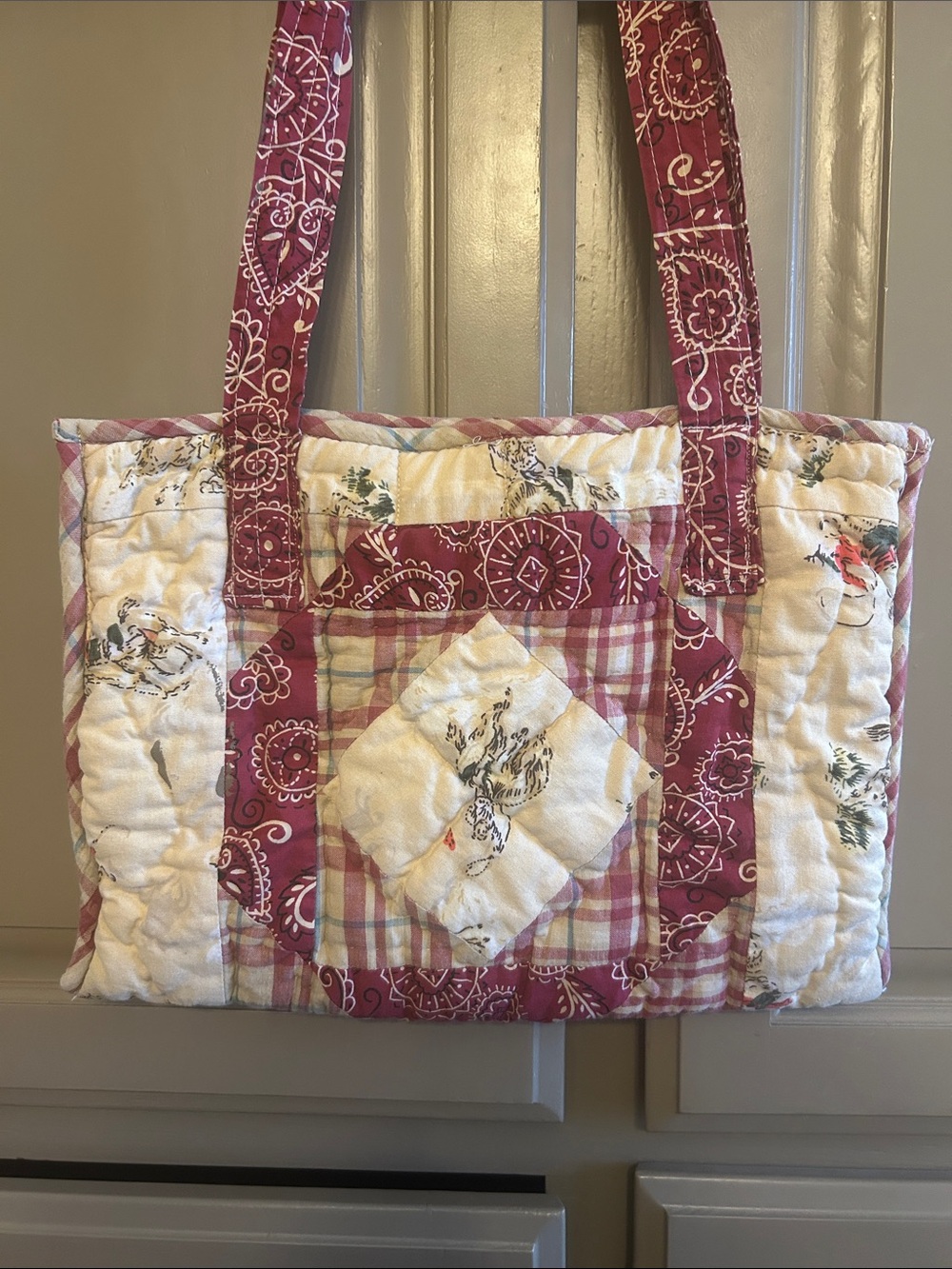 Quilted Vintage Cowboy Patchwork Tote Bag i